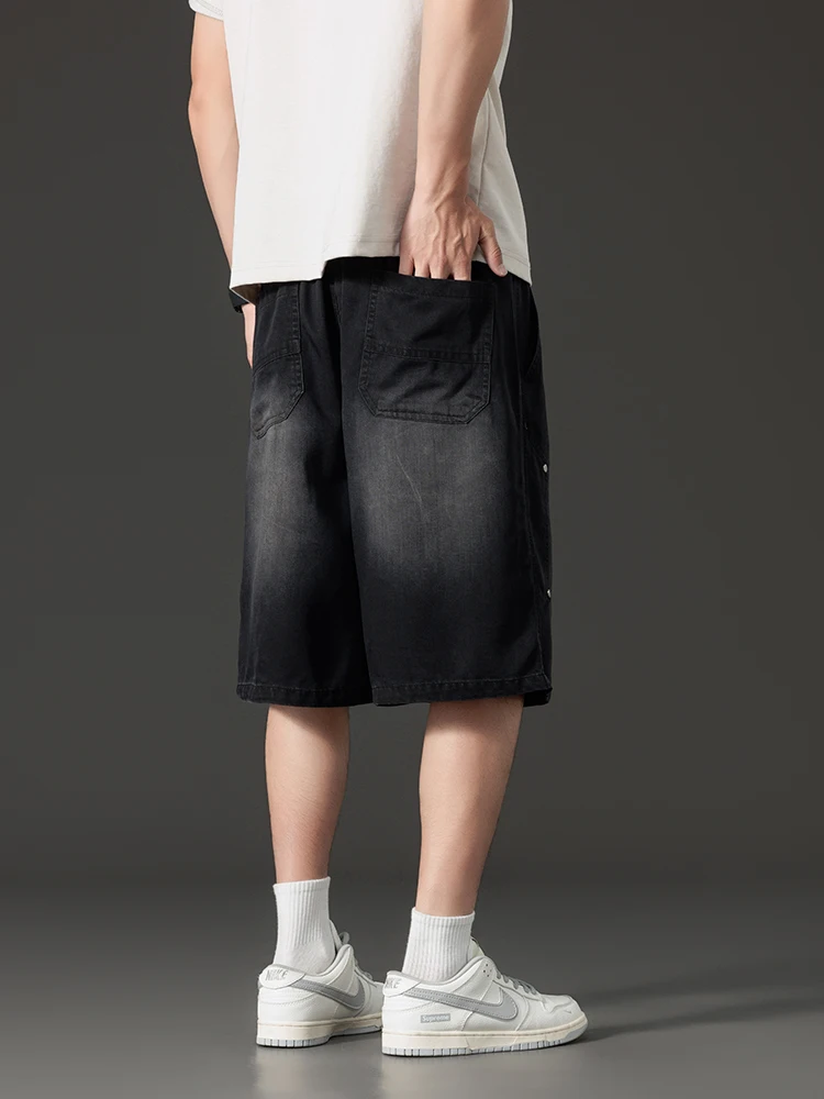 Men's Denim Shorts for Summer Lightweight Lyocell Breathable and Cool Knee-Length Baggy Jeans Shorts Asian Size L-8XL