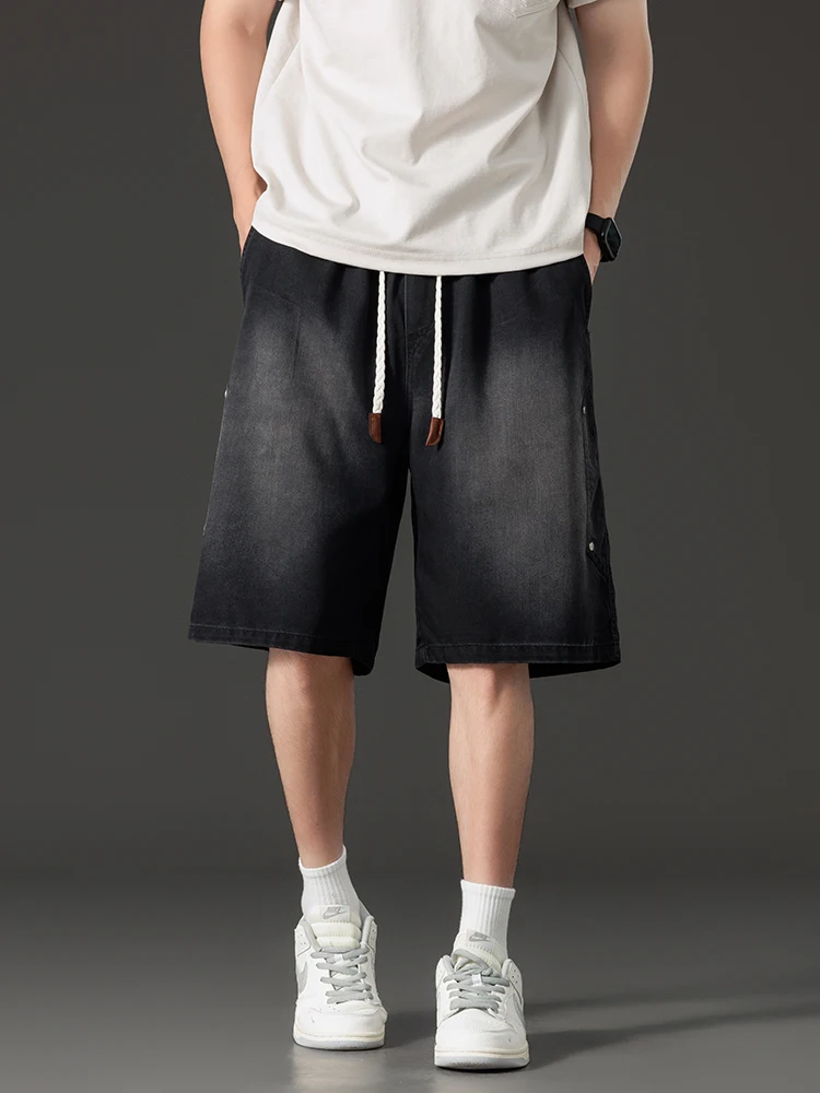 Men's Denim Shorts for Summer Lightweight Lyocell Breathable and Cool Knee-Length Baggy Jeans Shorts Asian Size L-8XL