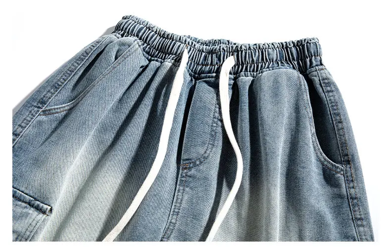 New Men's Denim Shorts Summer Breathable Cotton Blend Casual 5-Point Trousers Minimalist Style Streetwear Urban Fashion Trousers