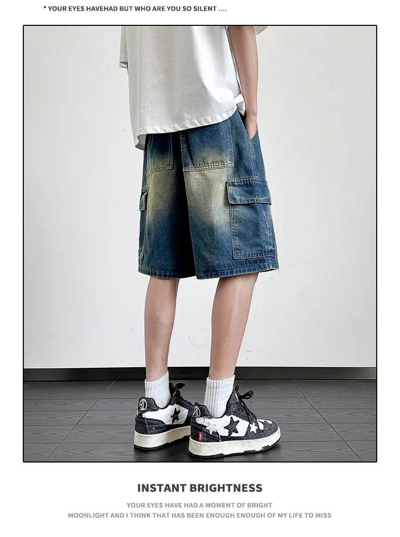 New Men's Denim Shorts Summer Breathable Cotton Blend Casual 5-Point Trousers Minimalist Style Streetwear Urban Fashion Trousers