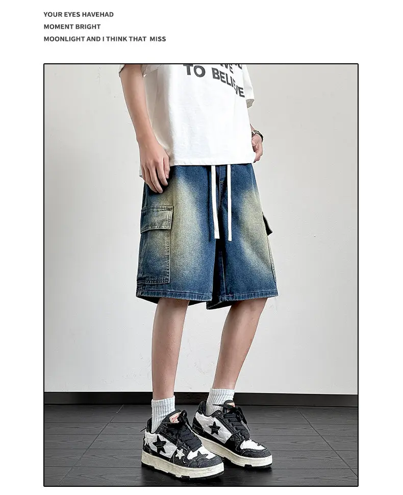 New Men's Denim Shorts Summer Breathable Cotton Blend Casual 5-Point Trousers Minimalist Style Streetwear Urban Fashion Trousers