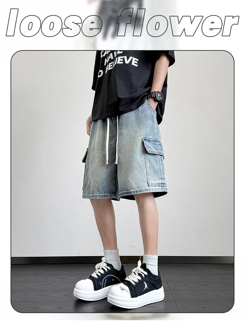 New Men's Denim Shorts Summer Breathable Cotton Blend Casual 5-Point Trousers Minimalist Style Streetwear Urban Fashion Trousers