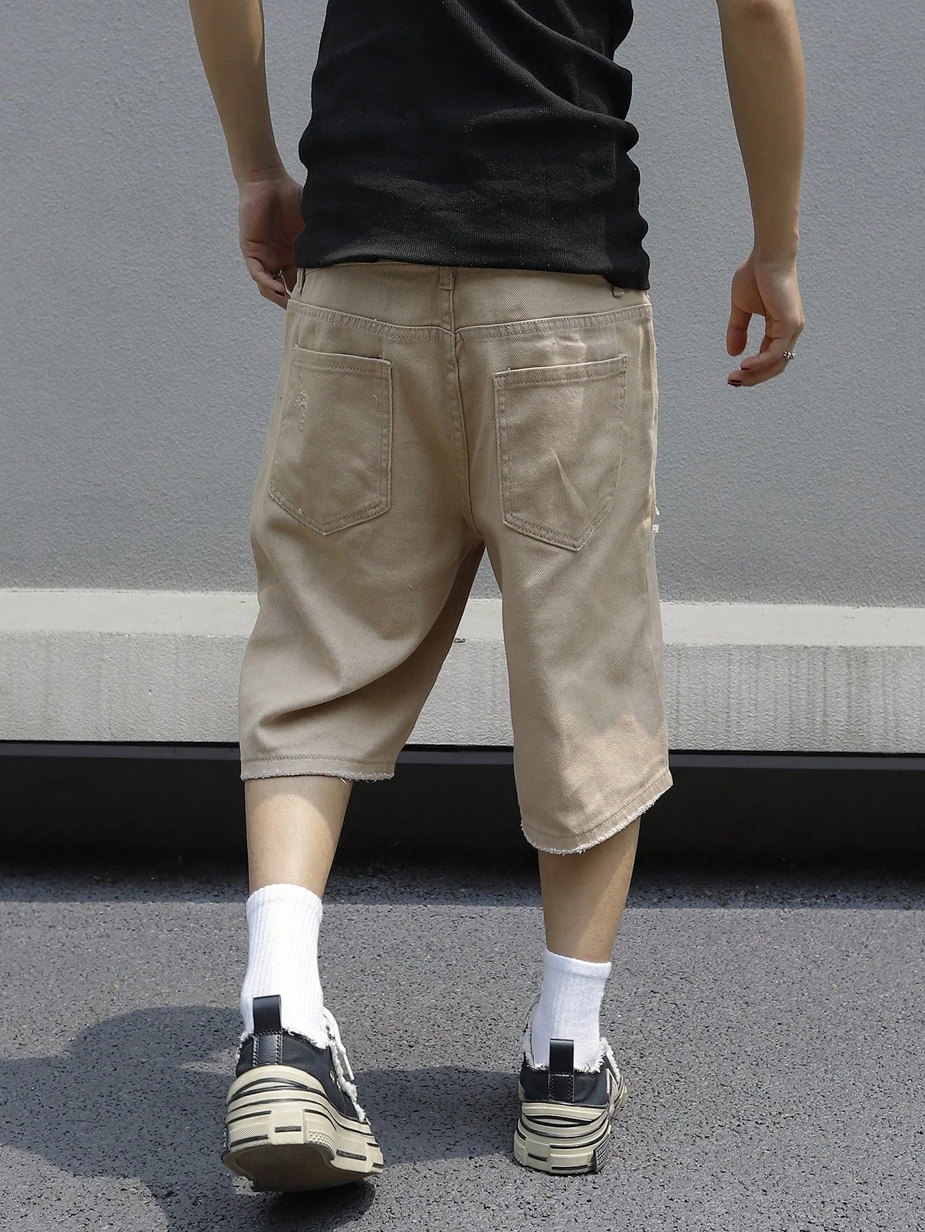 Men Summer Baggy Stretchy Denim Shorts Jeans For Men Streetwear Ripped Knee length Baggy Comfort Cargo Casual Shorts Pants Jean