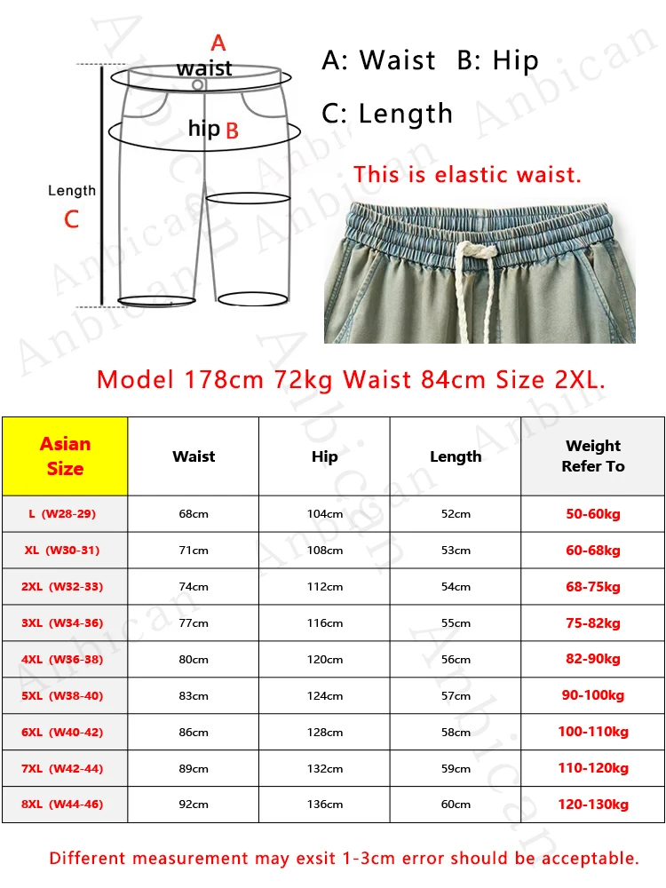 Summer Men's Denim Shorts Lightweight and Cool Lyocell Jeans Shorts Big Size 8XL Baggy Cargo Shorts