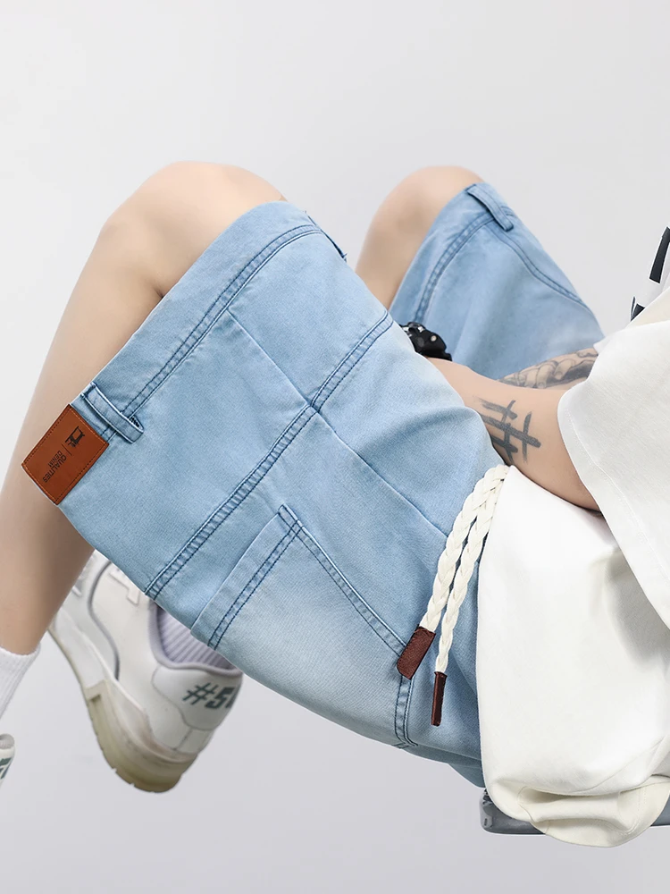Summer Men's Denim Shorts Lightweight and Cool Lyocell Jeans Shorts Big Size 8XL Baggy Cargo Shorts
