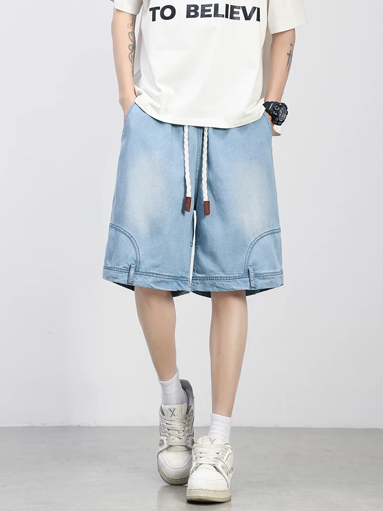 Summer Men's Denim Shorts Lightweight and Cool Lyocell Jeans Shorts Big Size 8XL Baggy Cargo Shorts